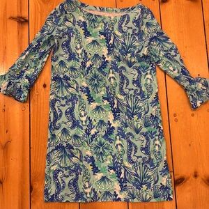 Lilly Pulitzer girls dress size medium (size 6-8) blue with mermaid print